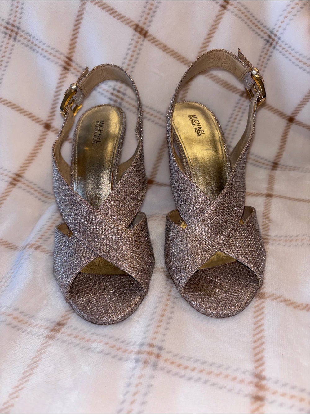 Michael Kors Women's Glitter Slingback Sandals in Champagne Gold
